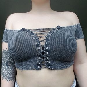 Lace Up Grey Crop Top | Fashion Nova 2018
